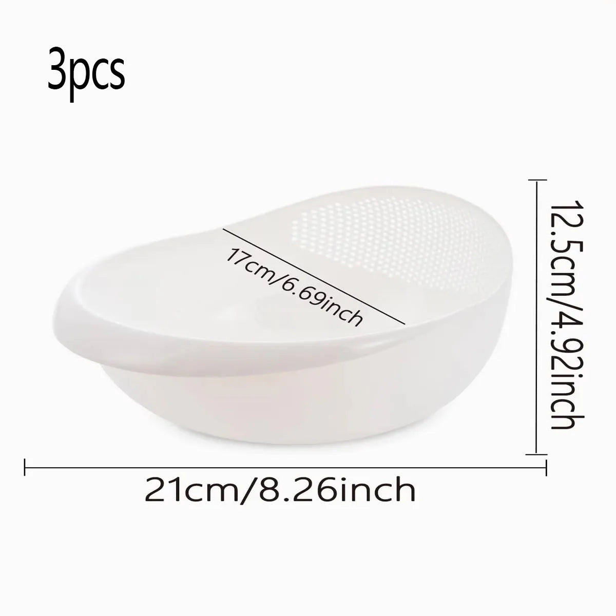 1/3pcs-Escorredor de arroz, tigela, escorredor de frutas, escorredor de louça com alça, organizador de cozinha doméstica